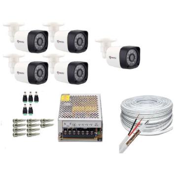 Imagem de Kit 5 Câmeras Bullet Full Hd 1080p 2Mp Com Cabo e Conectores - Protec