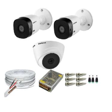 Imagem de Kit 3 Câmeras Segurança VHC Hd 720P Intelbras + cabos conectores S/Hd