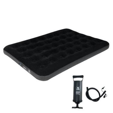 Imagem de Colchão De Casal Inflável Deluxe Comfort Preto com Bomba de Ar Manual 