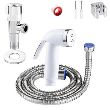 Imagem de Ducha Higiênica Metal ABS Cromado Gatilho Branco Completa ¼ Volta - Ho