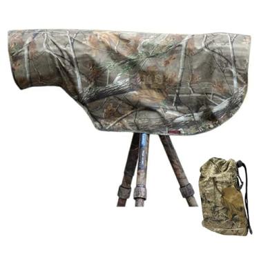 Imagem de Capa de chuva impermeável Chasing Birds Camo tamanho M para telefoto, câmera e lente compatível com Nikon 180-600, Canon 200-800, Sigma 150-600, Sony FE 300 (camuflagem árvore amarela, M)