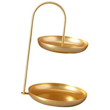 Imagem de Suporte para Bolo de Frutas, Suporte para Cupcake de Metal de 2 Camadas, Travessa Redonda, Suporte para Bolo Decorativo, Suporte para Bolo de Cesta de Frutas para Lanches, Nozes,