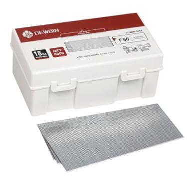 Imagem de DEWBIN Pregos Brad de calibre 18, 6000 unidades de 5 cm 18 GA, pregos galvanizados para pistola de pregos, pistola elétrica Brad Nailer
