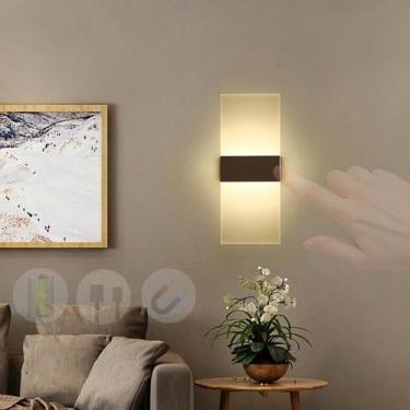 Imagem de Luminária de parede LED moderna com controle de toque, luminária de cabeceira recarregável, arandela de parede com bateria embutida e porta de carregamento USB, arandela de leitura, luminári