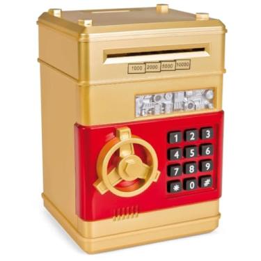 Imagem de Cofre Digital Eletrônico Mini Automático Nota Moeda Infantil Dourado