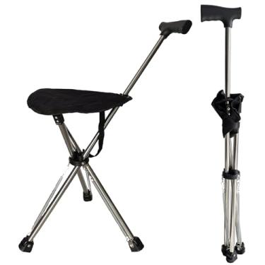 Imagem de Bengala com assento – cadeira de banco portátil, suporta cadeiras de acampamento de até 99 kg, leve até 800 kg, adequada para homens, mulheres, idosos, pessoas com deficiência (modelo A)