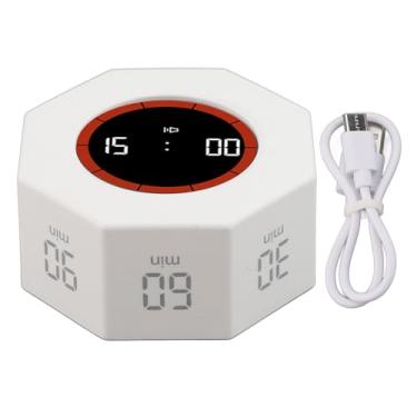 Imagem de Timer de Produtividade Rotativo, Cronômetro de Mesa Com Contagem de Contagem Personalizada do Sensor G, Elegante Timer de Cozinha Com 7 G de Detecção (Branco)