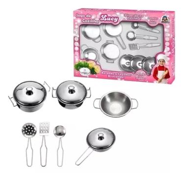 Imagem de Jogo De Cozinha Infantil Panelas Frigideira Inox Brinquedo