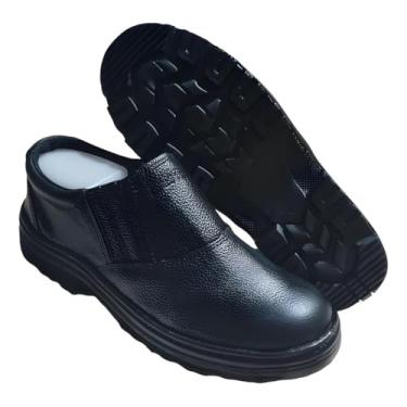Imagem de Botina Couro Cano Curto Bico Pvc Trabalho Pesado Bota De Segurança Sapatão Resistente Sapato Confortável Industrial Calçado Antiderrapante Unissex Proteção Construção (PRETO, BR, Adulto, Numérico, 35)