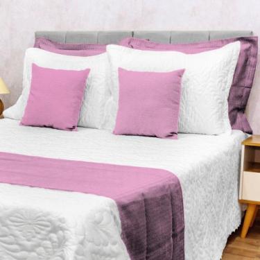 Imagem de Kit 5 Peças Decoração Sala Peseira Super King Size Piquet Cama Posta L