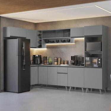 Imagem de Armário de Cozinha Completa de Canto 465cm Cinza Nice Madesa 05, Cinza
