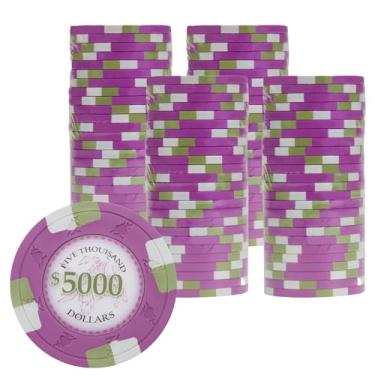 Imagem de Gamers Lounge Poker Knights fichas de pôquer de 13,5 gramas (pacote com 100) - Composto de argila inspirado no cassino ($5.000 rosa)