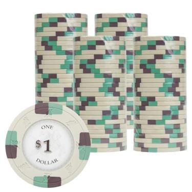 Imagem de Gamers Lounge Poker Knights fichas de pôquer de 13,5 gramas (pacote com 100) - Composto de argila inspirado no cassino ($1 branco)