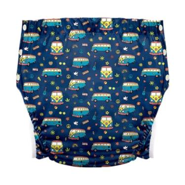 Imagem de Zialofi Fralda de pano para adultos, roupa íntima para incontinência com botões de pressão, cuecas resistentes antivazamento, capa de fralda para adultos, Ônibus Xxl