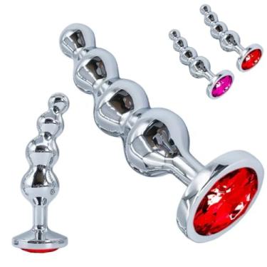 Imagem de Plug Anal Esferas Em Aço Com Pedra Na Base Estimulação Profunda e Sexo Anal Intenso Prazer Único [VERMELHO]