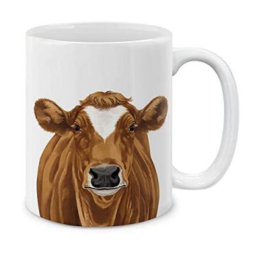 Imagem de MUGBREW Caneca de café de cerâmica vaca marrom xícara de chá, 325 ml