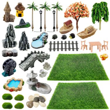 Imagem de Woohome 42 peças mini acessórios de jardim kit de jardim de fadas micro paisagem mini acessórios de jardim zen para projeto de diorama faça você mesmo, mini decoração de casa