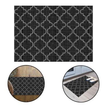 Imagem de Passadeira Tapete Cozinha Antiderrapante Tropical Arabe Preto 43x65cm 