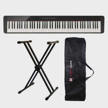 Imagem de Piano Digital Casio Privia PX-S1100 Preto + Suporte Duplo + Capa