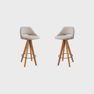 Imagem de Kit 2 Banquetas Giratórias Estofadas com Encosto Nicole Bege