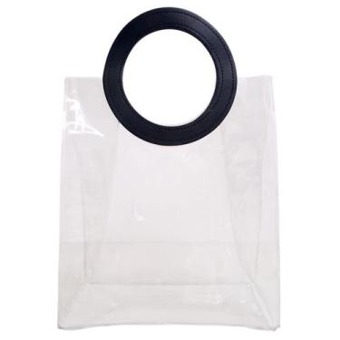 Imagem de Sacola Transparente Grande Com Alça Bolsa Presente PVC 26cm - Multiart