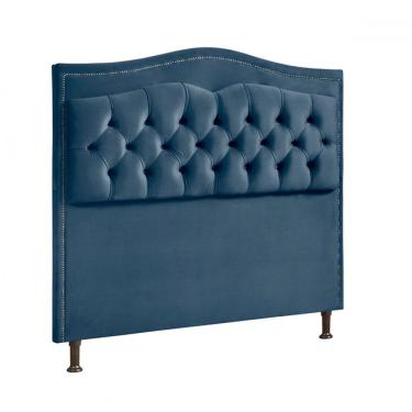 Imagem de Cabeceira Para Cama Casal Box 140cm Holanda Veludo Azul