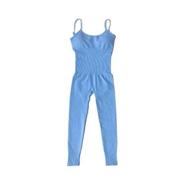 Imagem de Macacão de Yoga Sem Costura Feminino - Conjunto de Agasalho para Fitne