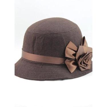 Imagem de Chapeu Tipo Cloche Detalhe Em Flores Lã estilo madame - oem, Preto, 58