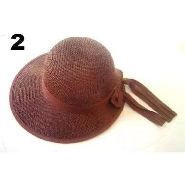 Imagem de Chapéu De Palha Feminino Moda Praia Com Viseira E Laço - oem, Caramelo