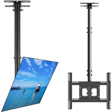 Imagem de CUTPOIY Suporte de parede de TV, suporte de montagem no teto de TV, inclinação telescópica de altura ajustável e tela plana giratória, serve para TVs de 26 a 70 polegadas