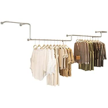 Imagem de CUTPOIY Suporte para roupas, prateleira de pendurar na parede, expositor de roupas, boutique em lojas de roupas, sistemas organizadores de roupas, tecido comercial (prateado 350 cm)