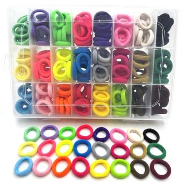 Imagem de 288 laços de cabelo de bebê, laços de cabelo de algodão sem costura, sem danos, faixas de cabelo pequenas multicoloridas para meninas e crianças, suportes elásticos de rabo de cavalo de cabelo macio