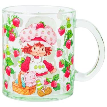 Imagem de Silver Buffalo Caneca de café de vidro vintage Strawberry Shortcake com cesta de caminhada e morangos de 500 ml