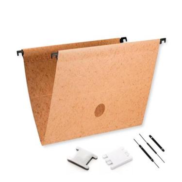 Imagem de Pasta Suspensa Kraft 170g com Visor Etiqueta e Grampo Dello pacote 10 