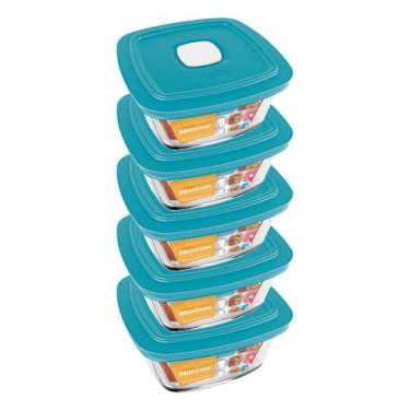 Imagem de Pote Vidro Quadrado Facilita Marmita 300ML Marinex 5 Unidade - NADIR F