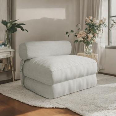 Imagem de Sofá-cama Dobrável Com Encosto Ajustável, Cadeira Futon Ajustável Para Sala De Estar E Quarto, Cadeira De Feijão Conversível Para Jogos, Relaxamento E Sono