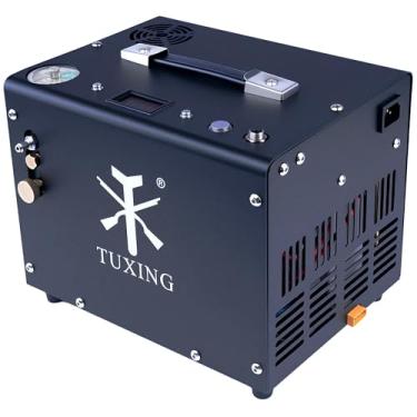 Imagem de TUXING 300Bar PCP Air Compressor,TXET062-2 Auto-stop&Set-pressure Version,Oil/Water-Free Air Rifles/Airguns Scuba Tank with Air Filter,Built-in Power Adapter
