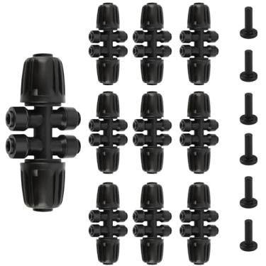 Imagem de Kalolary 8 peças de acessórios de irrigação por gotejamento de 1/5.1 cm a 1/10.2 cm com 6 plugues, peça de irrigação por gotejamento para tubo de 12/16 mm a 4/7 mm bloqueado farpado 6 conectores de