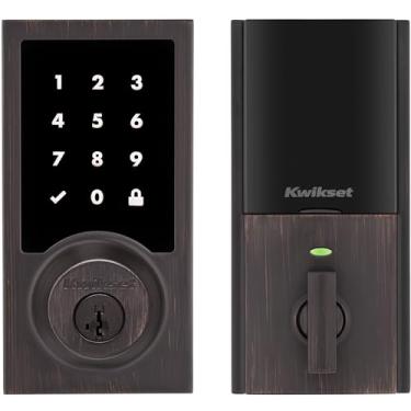 Imagem de Kwikset Bloqueio de tela sensível ao toque HomeConnect 918 Contemporâneo Z-Wave de longo alcance funciona com alarme de anel, hub Samgsung SmartThings necessário, vendido separadamente em bronze