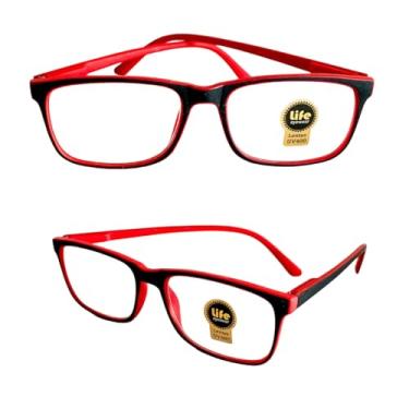 Imagem de Armação Óculos Grau Perto Justin Emborrachado Vermelho Para Leitura (+1.75)
