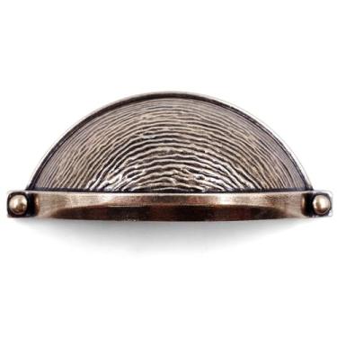 Imagem de JETLAND Puxadores de copo para armário - pacote com 6, textura fundida de latão antigo, centros de orifício de 7,6 cm, puxadores vintage para mesa de cabeceira de cômoda de gaveta, CP0802AB076
