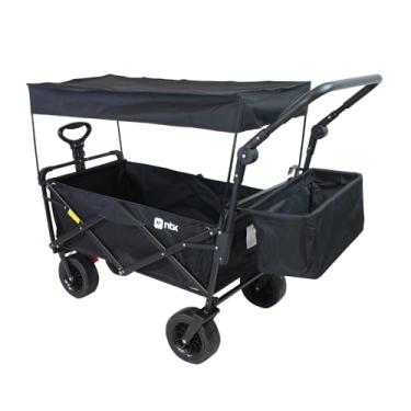 Imagem de NTK, Carrinho Montclair com Cobertura para Transporte de Utensílios no Geral, Camping, Jardinagem, Ferramentas, Lazer, Pet, Uso Diário, entre outros, suporte para até 80kgs de carga, Preto.