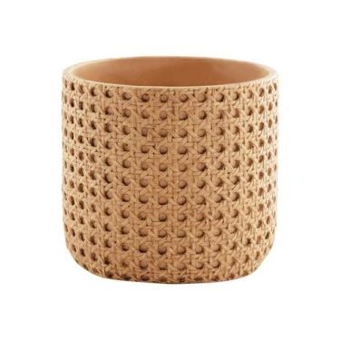 Imagem de Cachepot Decorativo De Palhinha Para Mesa Ou Chão Em Cimento Luxo - Ca