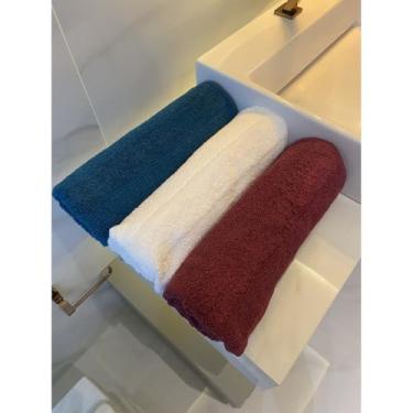 Imagem de Jogo/Kit 3 Toalhas de Banho Banhão Gigante Grossa Macia Felpuda Alta Absorção Algodão(Rubi, Branco e Petróleo)