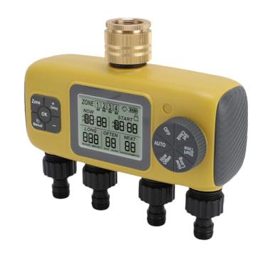 Imagem de Timer de Irrigação de Controle de 4 Zona Com Lógica Seqüencial, Atraso de Chuva e Trava para Crianças para Gramado de Quintal, Configuração Fácil de Controle Inteligente, 4