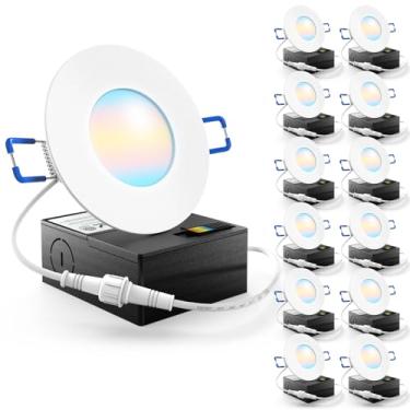 Imagem de Sunco Lighting Pacote Com 12 Luzes Led Embutidas De 3", Iluminação Teto Ultrafina, 500 Lm, 8 W (Equivalente A 50 W), Selecionável C2700K/3000K/4000K/5000K/6000K, Regulável, Fina Como Uma Lâmina, Sem