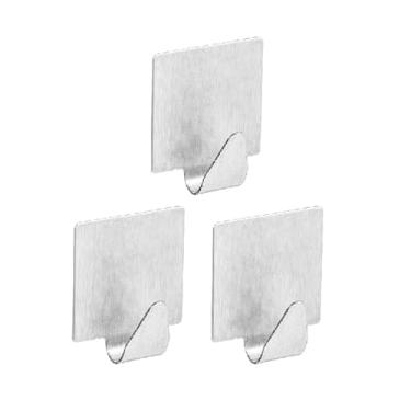 Imagem de Ordene - Gancho Quadrado Metálico Pequeno com Adesivo, Cartela com 3 unidades, Linha Aplik