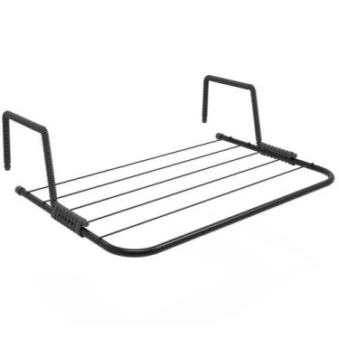 Imagem de Varal Portátil Dobrável em Aço para Portas, Janelas e Sacadas Preto Be