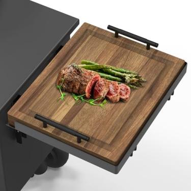 Imagem de Sirozi Prateleira dobrável para grelha com tábua de corte, tábua de grelhar de madeira, bandeja de servir, acessórios para série Traeger Pro 34, Ironwood 885, 650, Z-Grills, Pit Boss