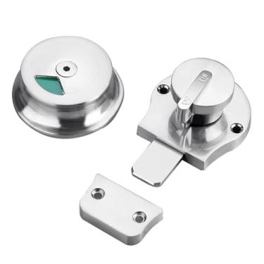 Imagem de Fechadura de porta com indicador de privacidade, parafuso de banheiro disponível/ocupado, trava indicadora de trava sem chave - para lavatórios públicos, banheiros e banheiros (prata)